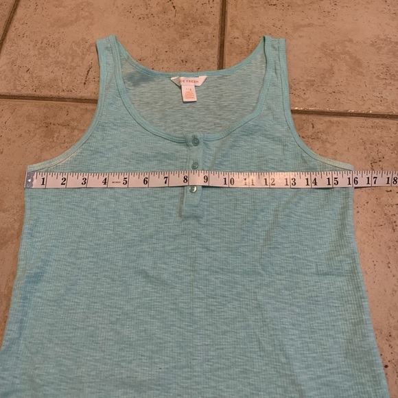 💜 Joe Fresh Ribbed Henley Tank Top Light Blue Size Large Sleeveless Knit Summer - Picture 5 of 7